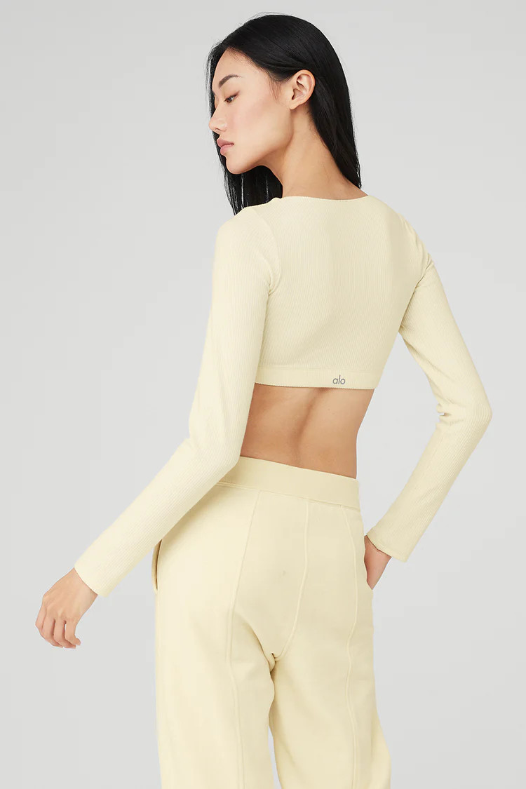 Ribbed Defined Long Sleeve Bra | Alo Yoga (US)