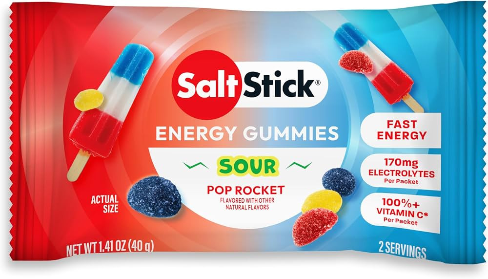SaltStick Energy Gummies with Electrolytes, Sour Pop Rocket, Easy to Chew Electrolyte Gummy, Ener... | Amazon (US)