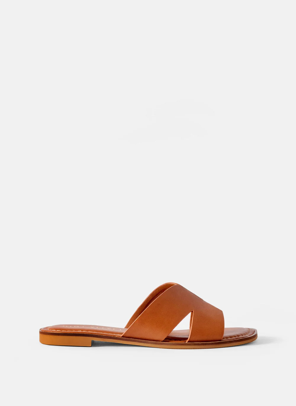 Darcie Tan Leather Flat Sandals | Mint Velvet