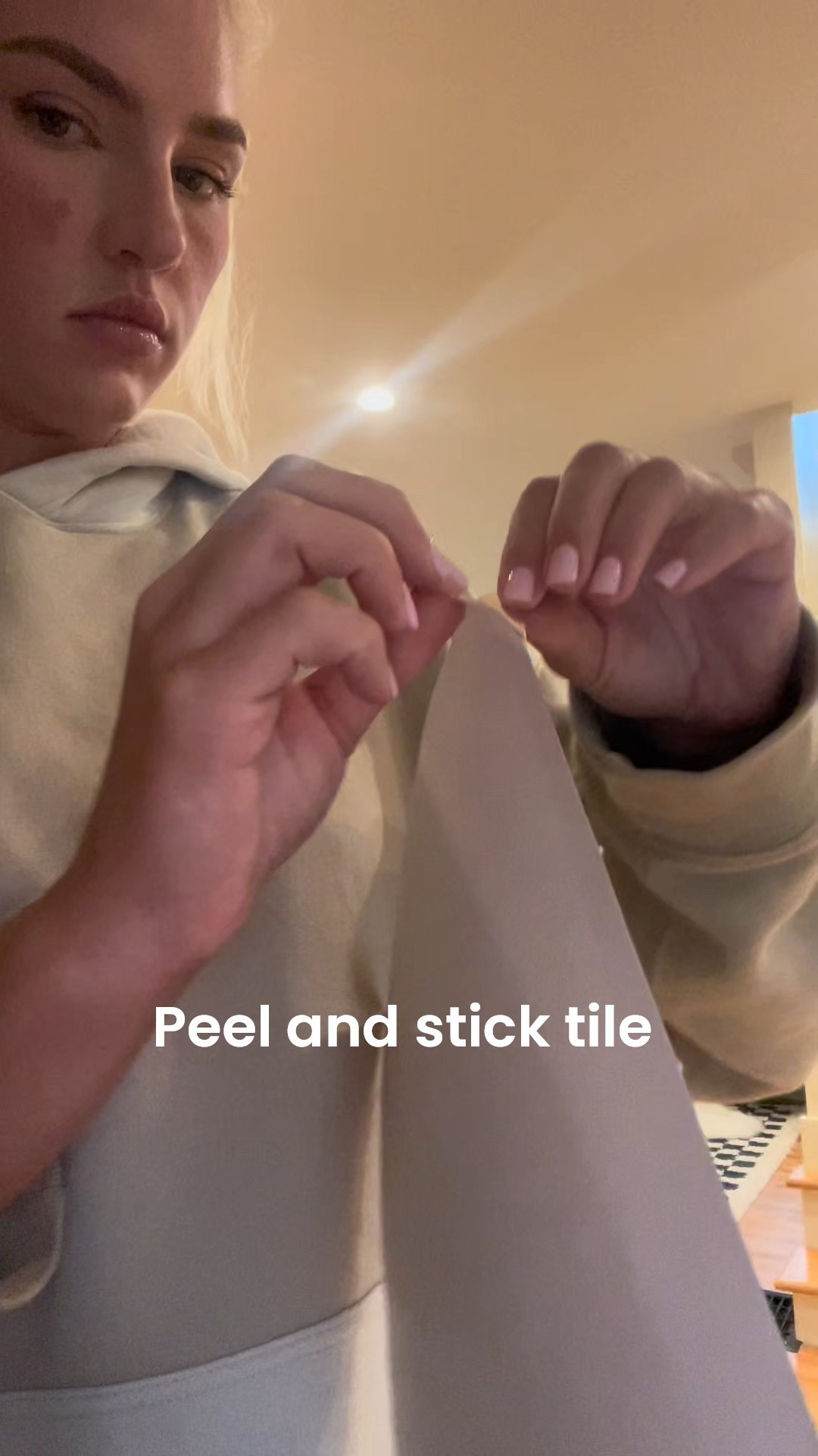 didn't like the orange patterned tile underneath so i bought this green mosaic peel and stick tile to put over it and it hasn't budged... at all. In 3 years. I think it would have lasted as long as I would have needed it to if i wanted to keep it there! This brand is the best and it’s so easy to cut if you need to

#LTKHome