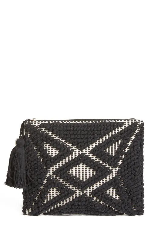 Sole Society Palisades Tasseled Woven Clutch | Nordstrom