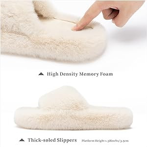 Chantomoo Women's Slippers Memory Foam House Bedroom Slippers for Women Fuzzy Plush Comfy Faux Fu... | Amazon (US)