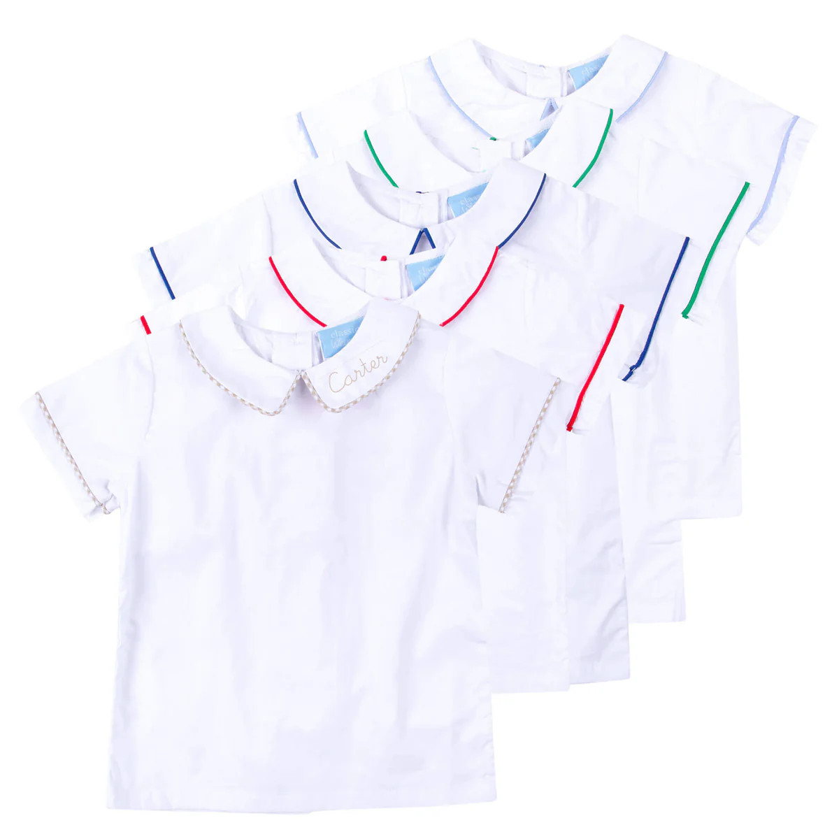 White Short Sleeve Undershirt With Color Trim | Classic Whimsy