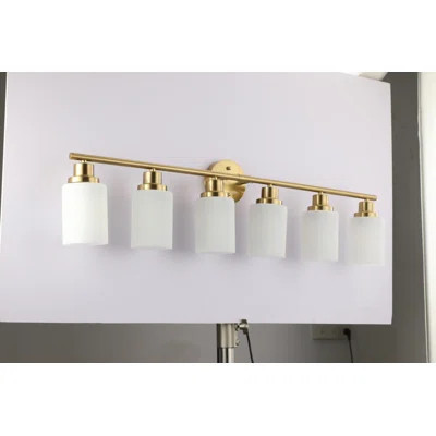 6-Light Bathroom Vanity Light Fixture, Frosted Glass Shades, Modern Wall Mounted Lighting (No Bulbs) | Wayfair North America