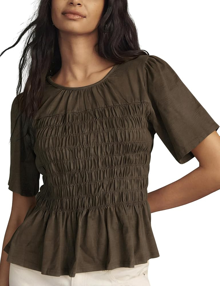 OPCAKM Womens Peplum Babydoll Tops Flowy Short Sleeve Shirts | Amazon (US)