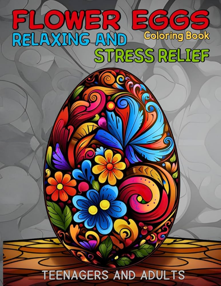 Flower Eggs Coloring Book - Relaxing and Stress Relief for Teenagers and Adults: High-contrast de... | Amazon (US)