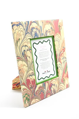 Hand-Marbled Large Wall Picture Frame in Multicolor, 5x7 | Over The Moon