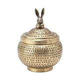 Creative Co-Op Hammered Metal Container with Rabbit Finial, Brass Finish Storage Box | Amazon (US)