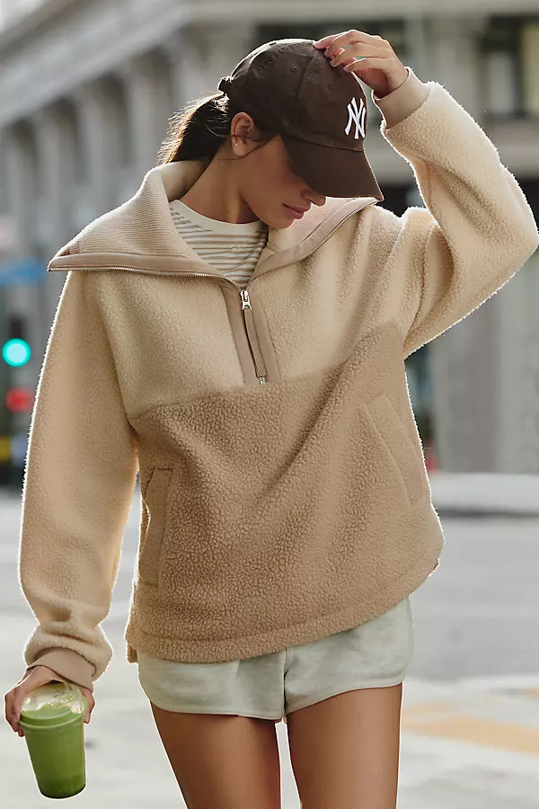 Carmine Relaxed Half-Zip Fleece Sweatshirt | Anthropologie (US)