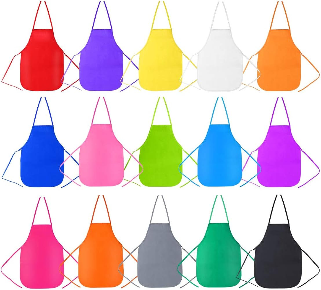 Caydo 15 Pieces Middle Size Kids Painting Apron for Ages 5 to 10, in Kitchen, Classroom, Communit... | Amazon (US)
