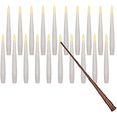 GenSwin 22pcs Flameless Taper Floating Candles with Magic Wand Remote Timer, Battery Operated Han... | Amazon (US)