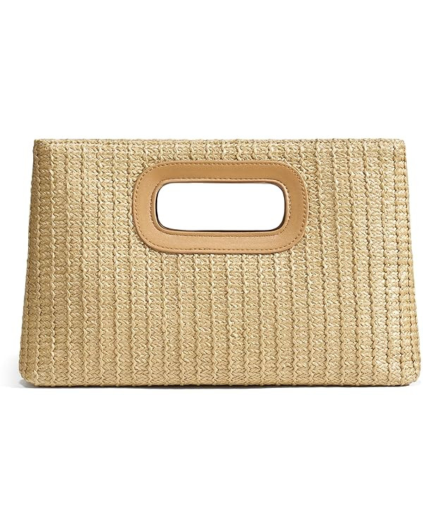 Chic Straw Clutch Purses for Women with Top Handle Summer Bag, Ideal Vacation Handbags and Woven ... | Amazon (US)
