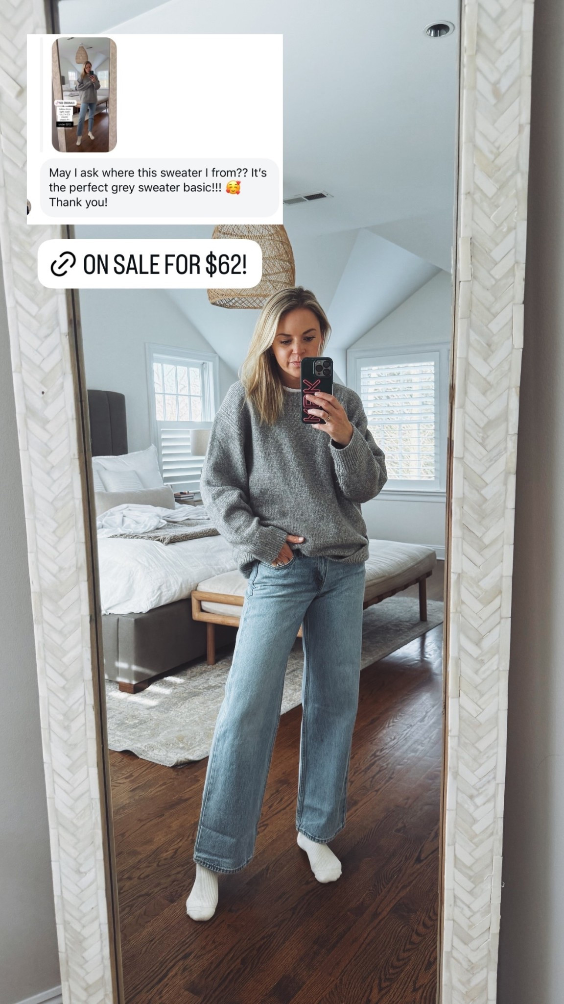 -Small sweater 
-medium tee
-26x30 jeans, tts, I’m 5’5

#LTKFindsUnder100 #LTKSaleAlert