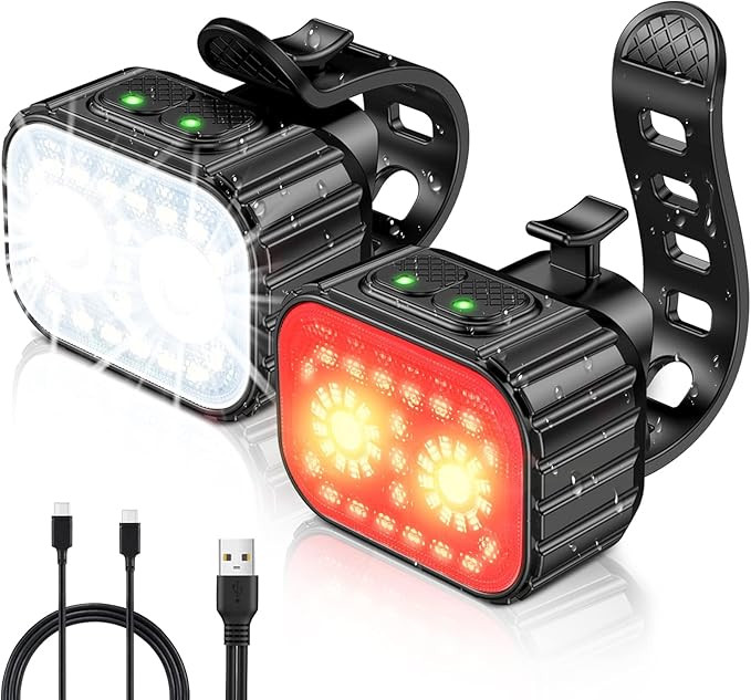 Bike Lights, Rechargeable Bicycle Lights Set Super Bright 8+12 Modes, IPX6 Waterproof Bike Lights... | Amazon (US)