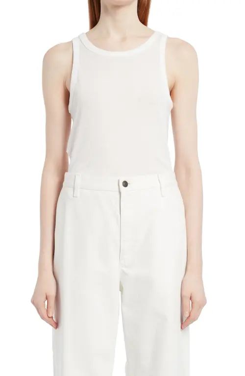 The Row Frankie Rib Organic Cotton Tank Top in White at Nordstrom, Size Small | Nordstrom