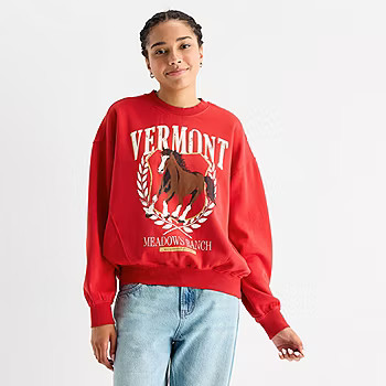 Arizona Womens Juniors Crew Neck Long Sleeve Sweatshirt - JCPenney | JCPenney