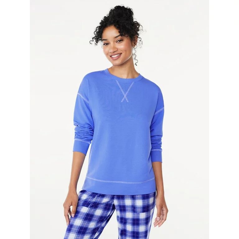 Joyspun Women's French Terry Sleep Top with Long Sleeves, Sizes XS to 3X | Walmart (US)