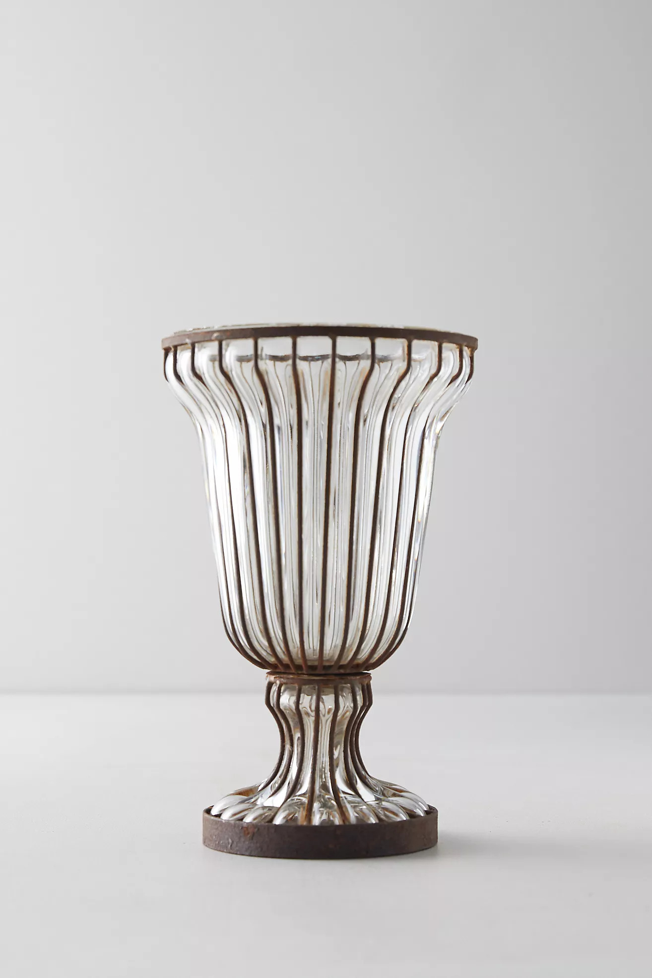 Fluted Glass + Iron Vase | Anthropologie (US)