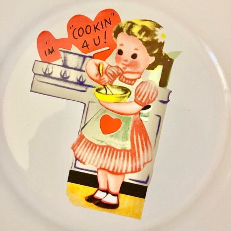 Vintage Valentine dessert snack "Cookin'" plate by Rosanna Studio | Etsy (US)