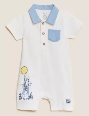 Pure Cotton Peter Rabbit&trade; Romper (0-3 Yrs) | Marks and Spencer US