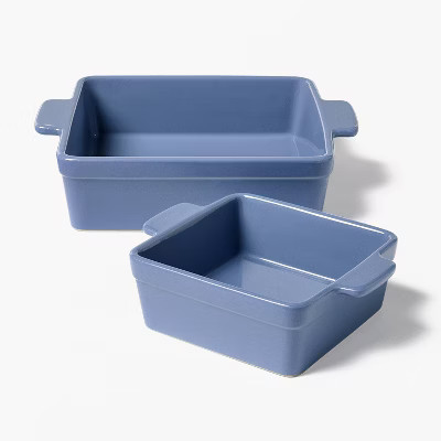 2pc Stoneware Square Baking Dish Set Blue - Figmint™: Bakeware Set, Dishwasher & Oven Safe, 2qt Capacity | Target