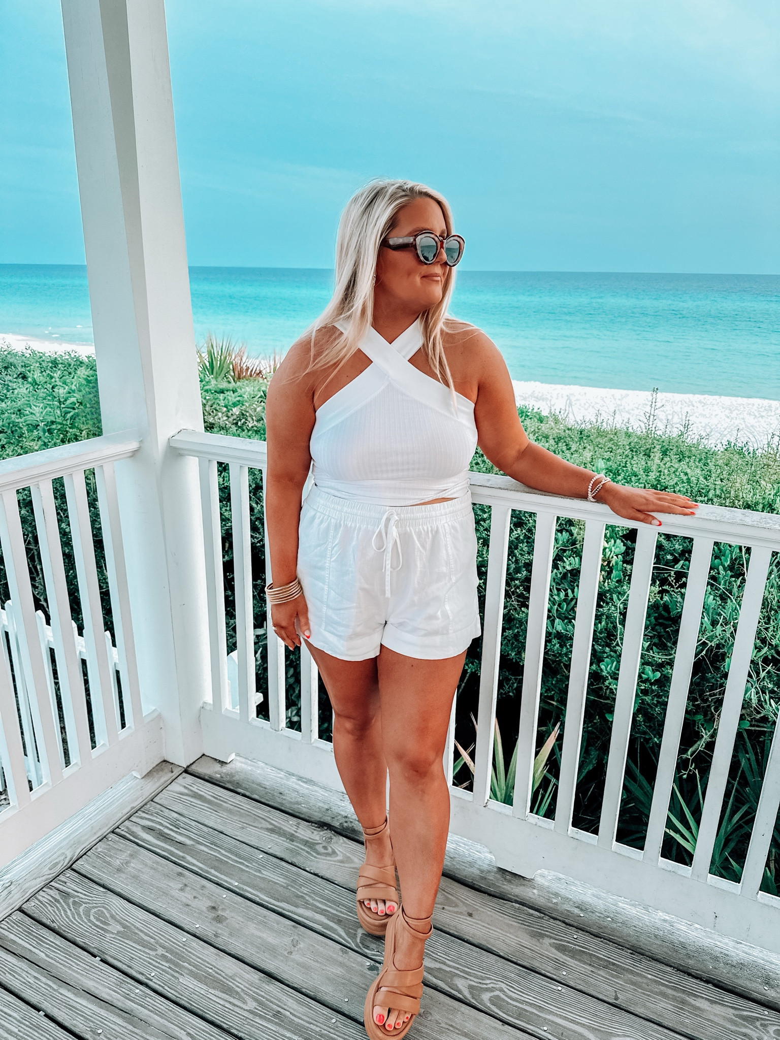Beach outfits. Vacation looks. White outfit. Memorial day. Summer outfit. Sunglasses. White linen. Wedges. Summer looks. Vacation resort. Seaside. Florida. 

#LTKstyletip #LTKtravel #LTKSeasonal