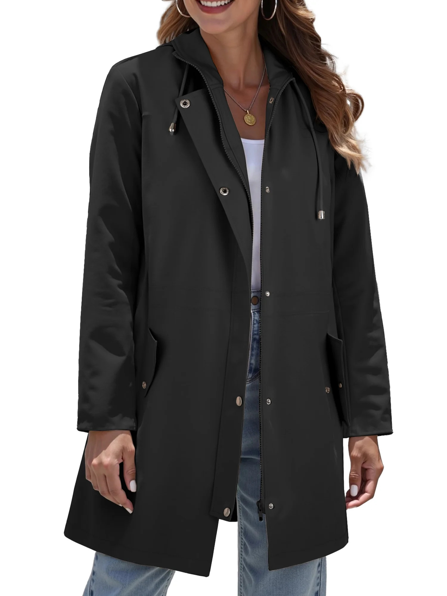 Rosvigor Women Hooded Raincoats Hiking Windbreaker Jackets Women Waterproof lined Long Coats Fall... | Walmart (US)