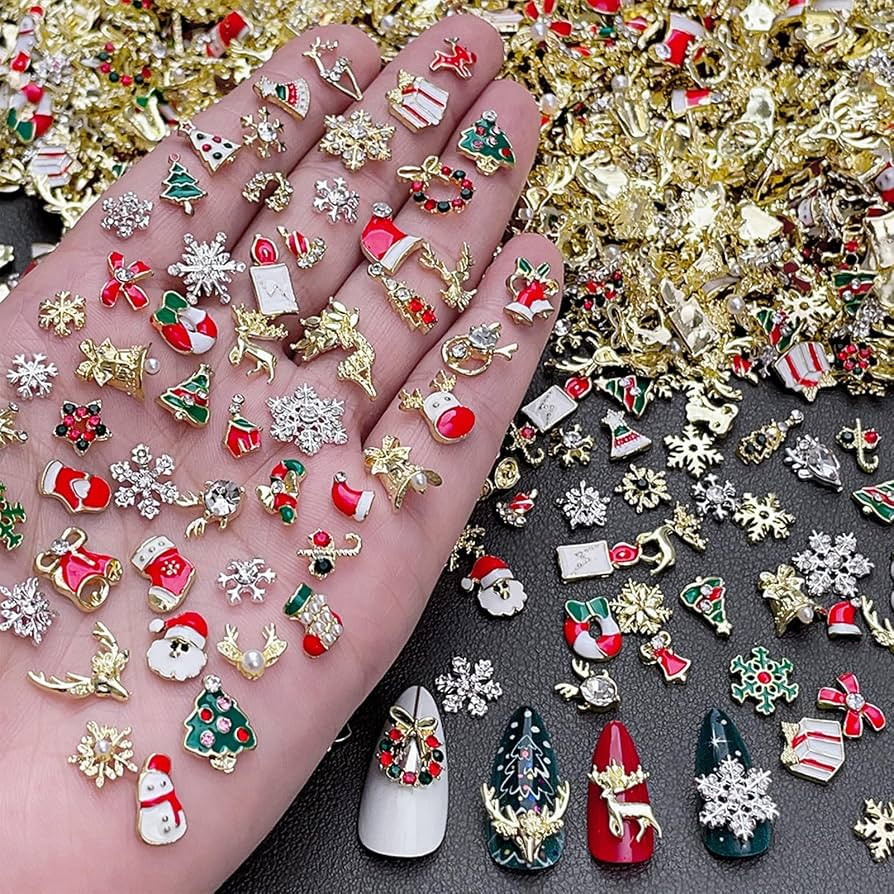 25Pcs Christmas Nail Charms for Acrylic Nails Christmas Tree Snowflakes Nail Art Charms 3D Alloy ... | Amazon (US)