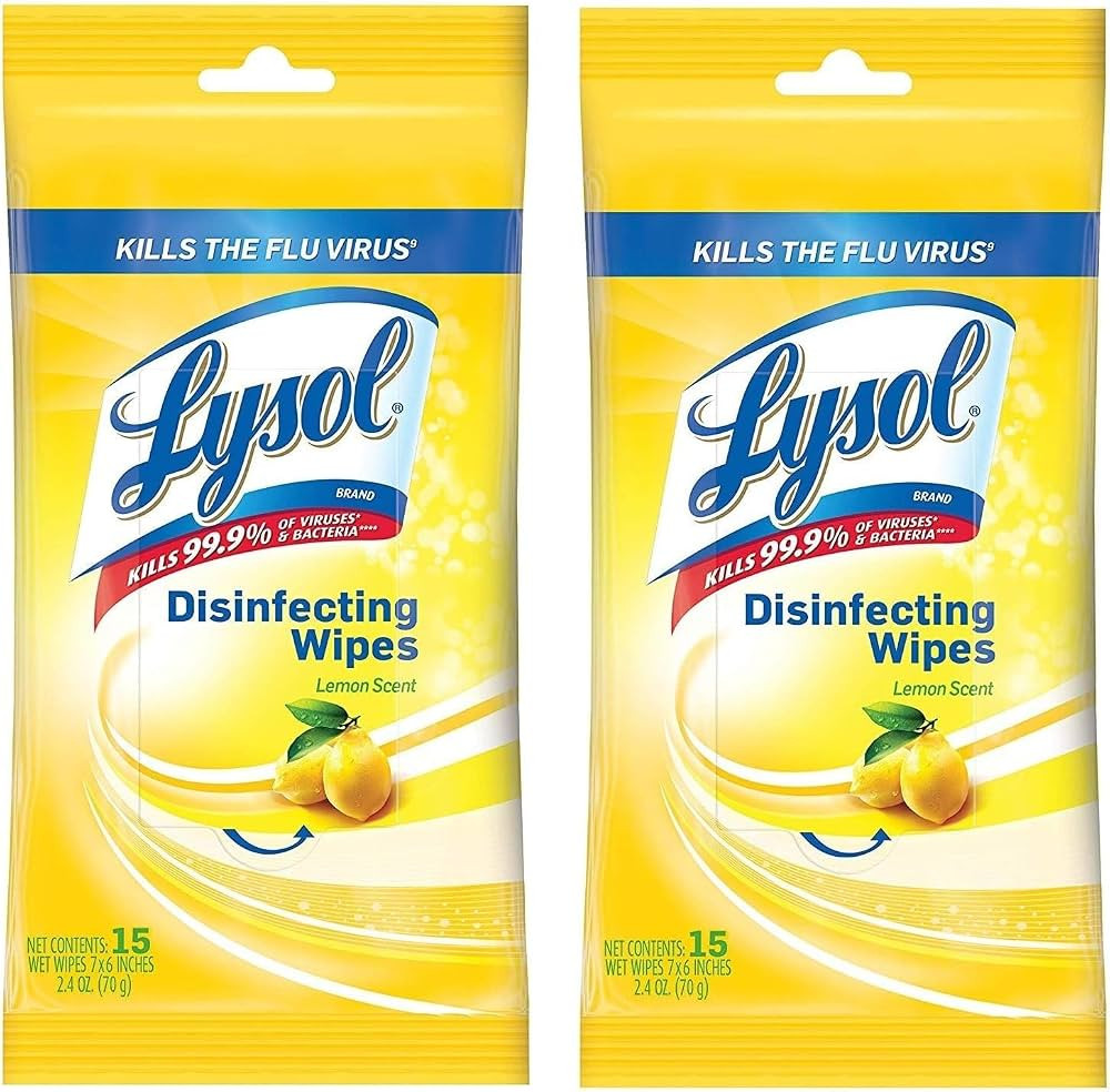 Lysol Disinfecting Wipes To-Go Pack, Lemon Scent, 15 Count (Pack of 2) | Amazon (US)