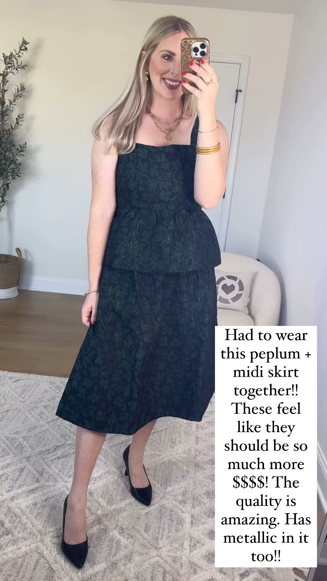 Walmart try on, Walmart outfit, Walmart fashion, peplum top, midi skirt 

Medium in both 

#LTKParties #LTKVideo #LTKFindsUnder50