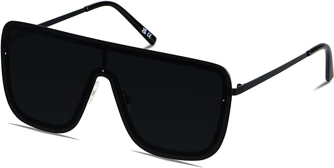 LYZOIT Rimless Oversized Square Sunglasses for Women Men Flat Top Shield Frameless Sun Glasses | Amazon (US)