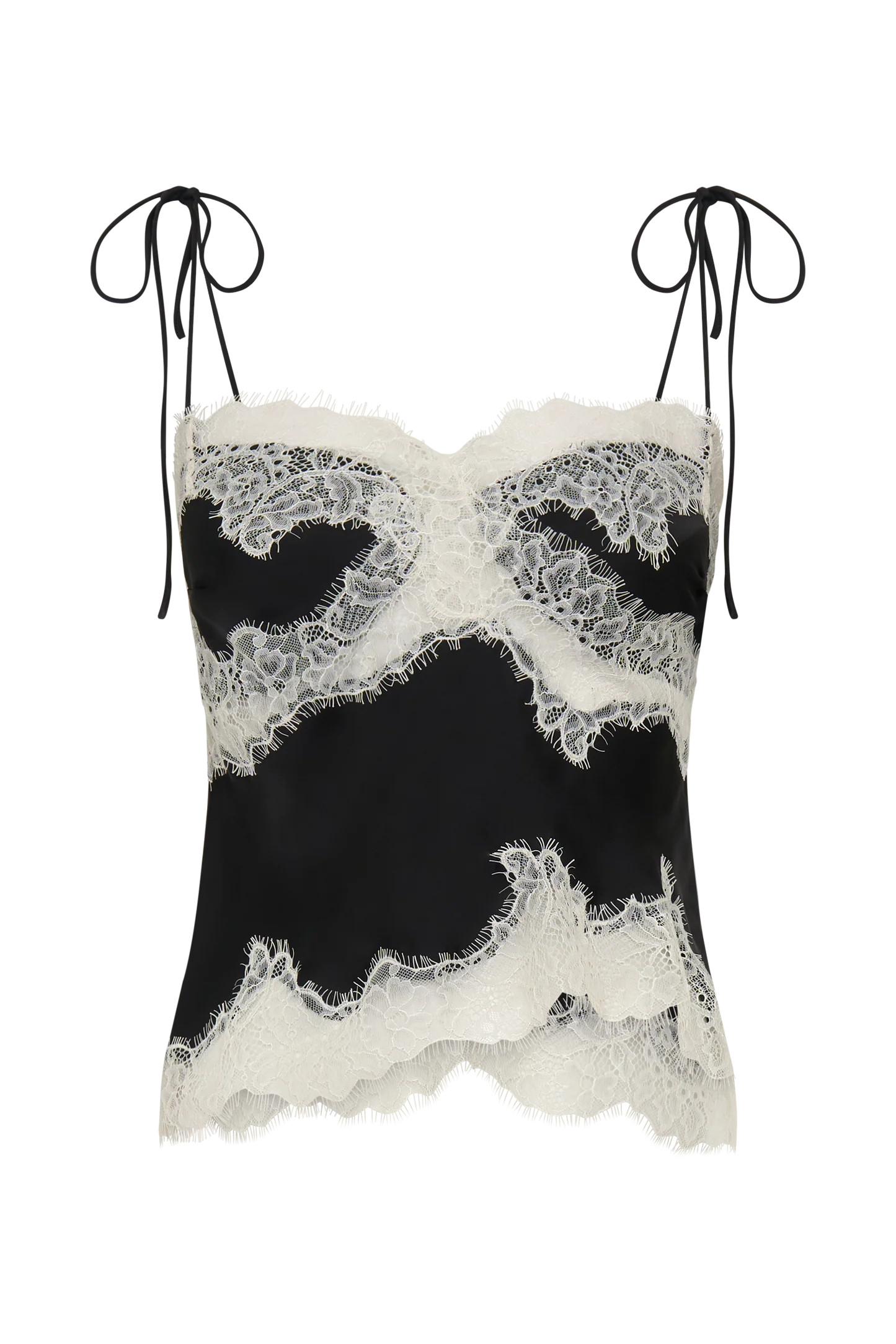 Nina Satin And Lace Camisole - Black/Ivory | MESHKI US