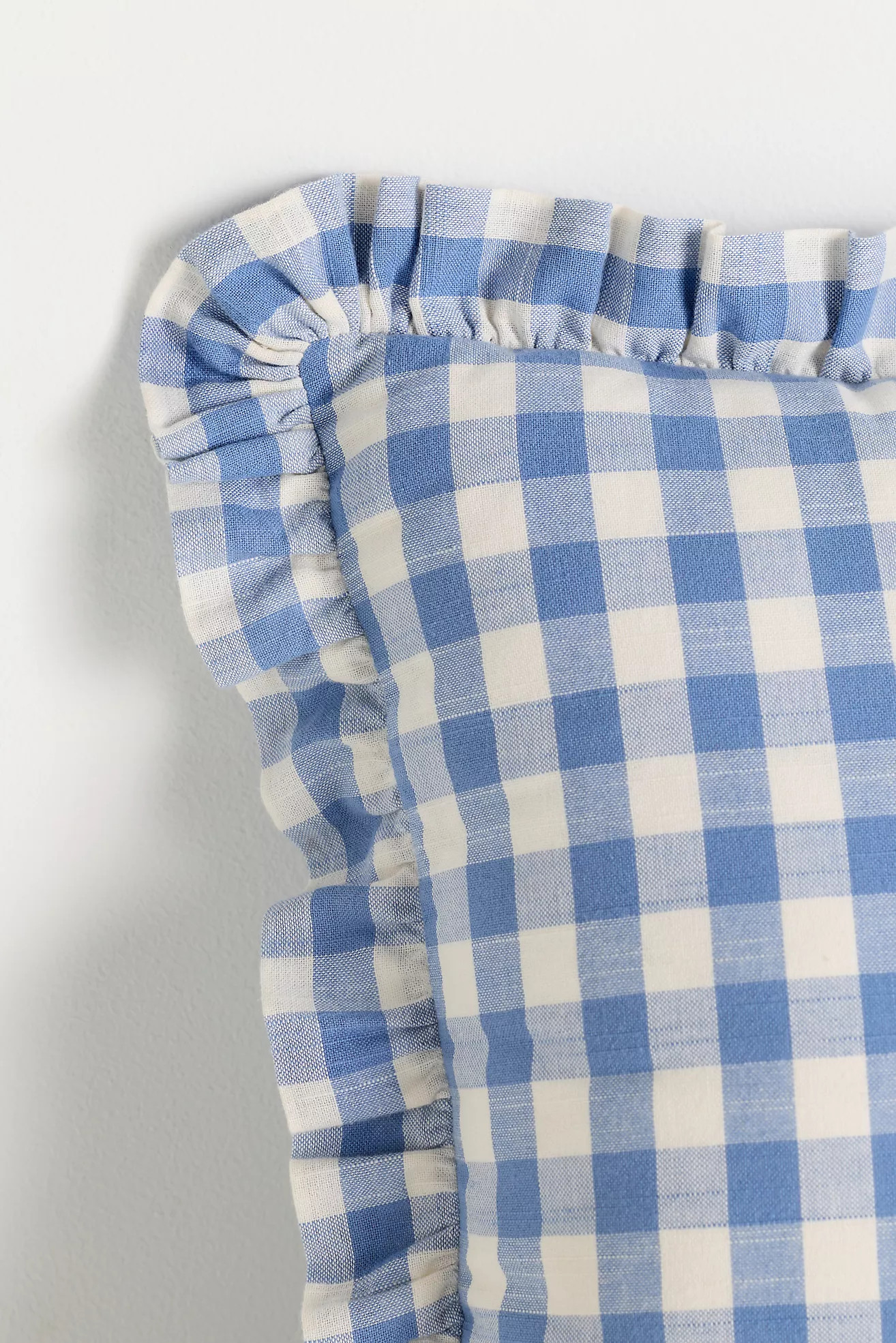 Ana Cotton Gingham Printed Ruffle Pillow | Anthropologie (US)