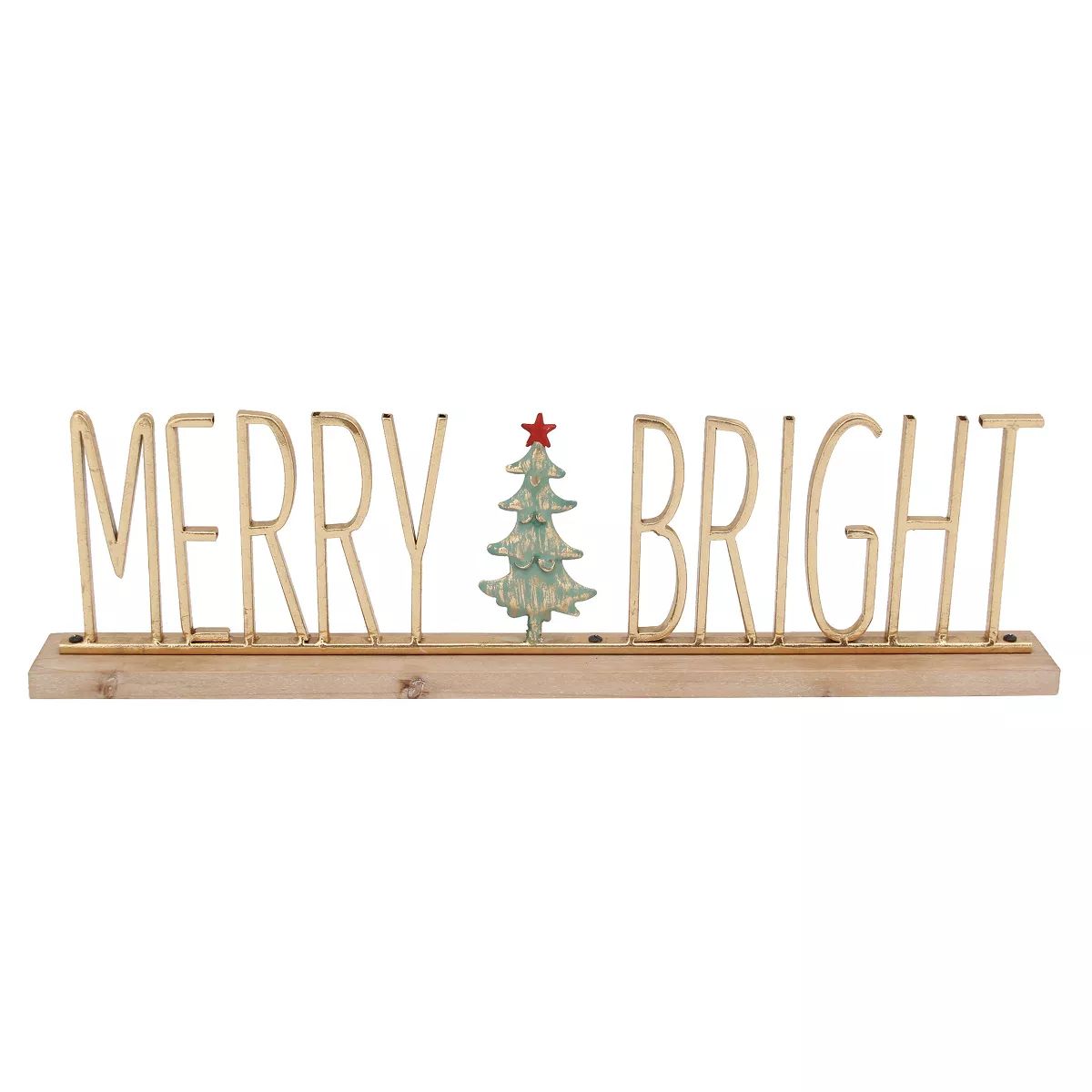 Northlight 23.5" Gold Merry and Bright Metal Christmas Sign Centerpiece | Target