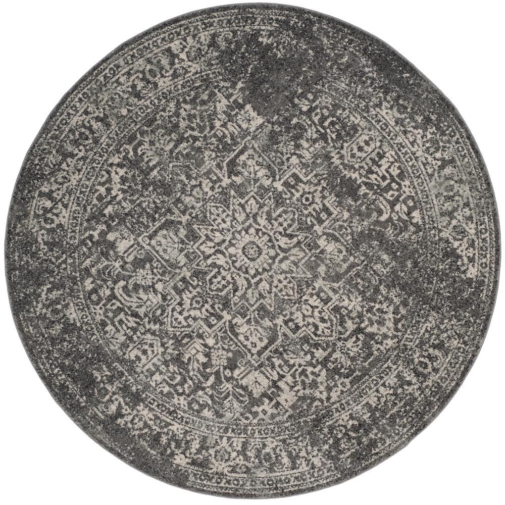 Evoke Gray/Ivory 9 ft. x 9 ft. Round Area Rug | The Home Depot