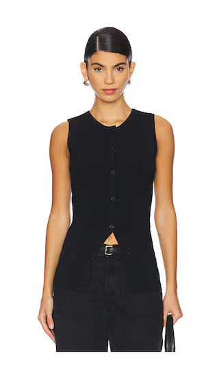 Penny Button Front Top in Black | Revolve Clothing (Global)
