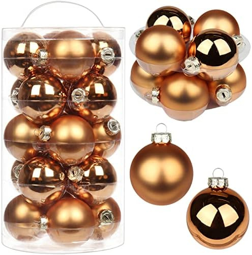 20 Pcs 2.4" Seamless Glass Ornaments for Christmas Tree Copper Christmas Ornaments Sets Xmas Tree... | Amazon (US)