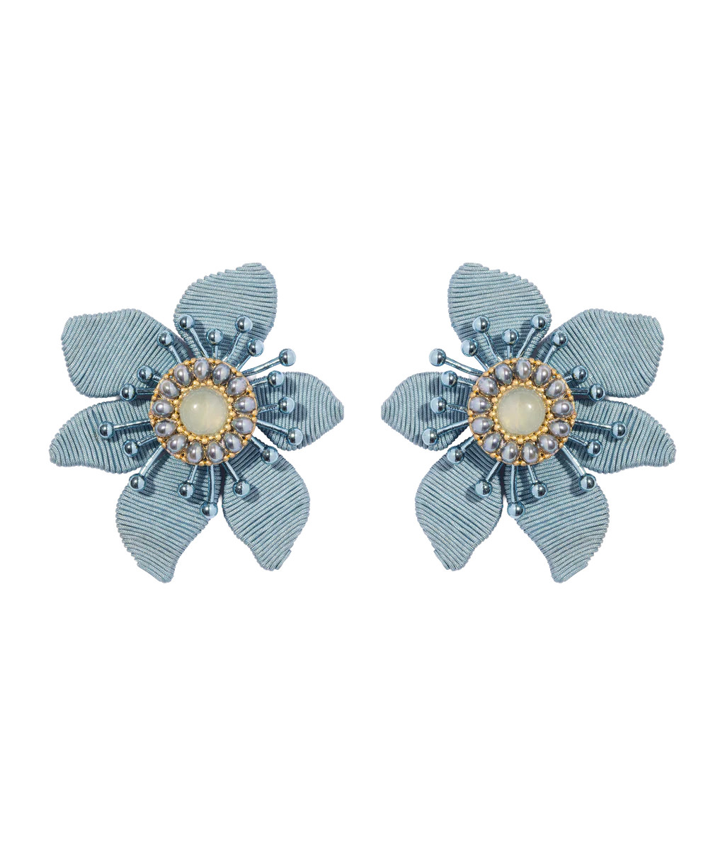 Prescott Flower Earrings in Blue | Over The Moon