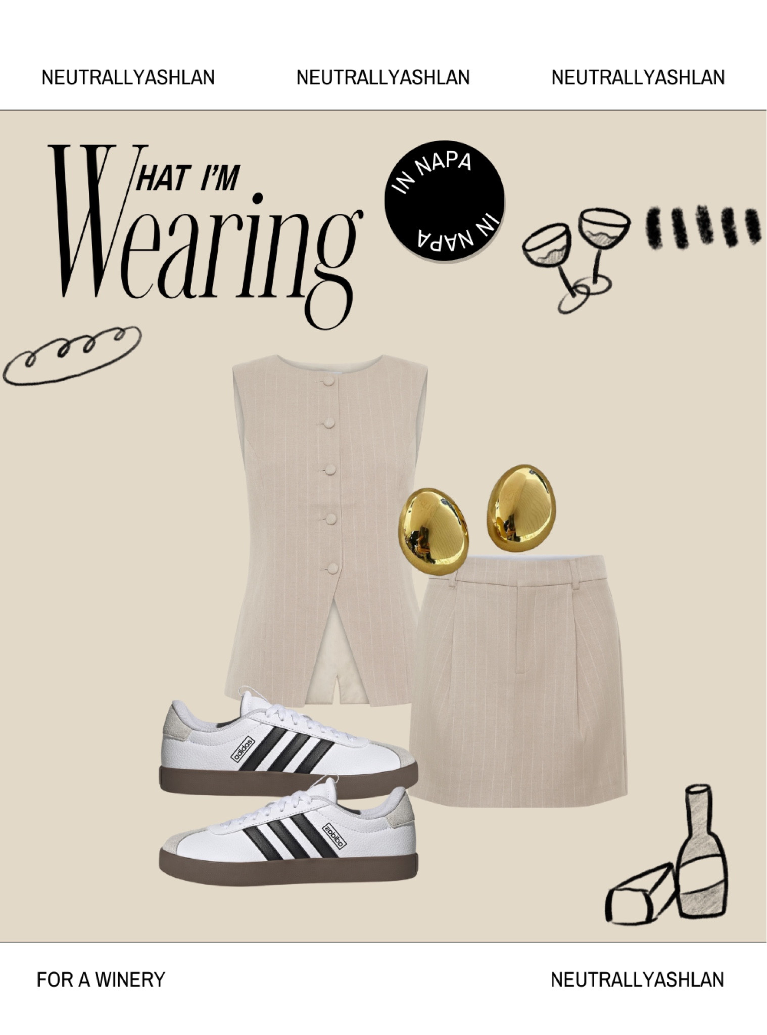 What I’m wearing | to a winery in Napa 🍇🍷 

#adidas #meshki #springoutfit #vacationoutfit #wineryoutfit 

#LTKStyleTip #LTKFindsUnder50 #LTKFindsUnder100