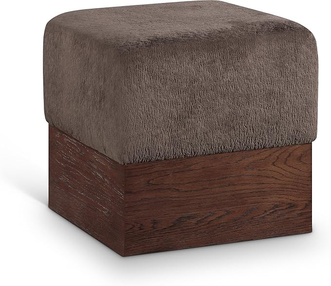 Meridian Furniture 22076Brown Havre Collection Art Deco Ottoman/Stool with Soft Brown Velour Fur ... | Amazon (US)