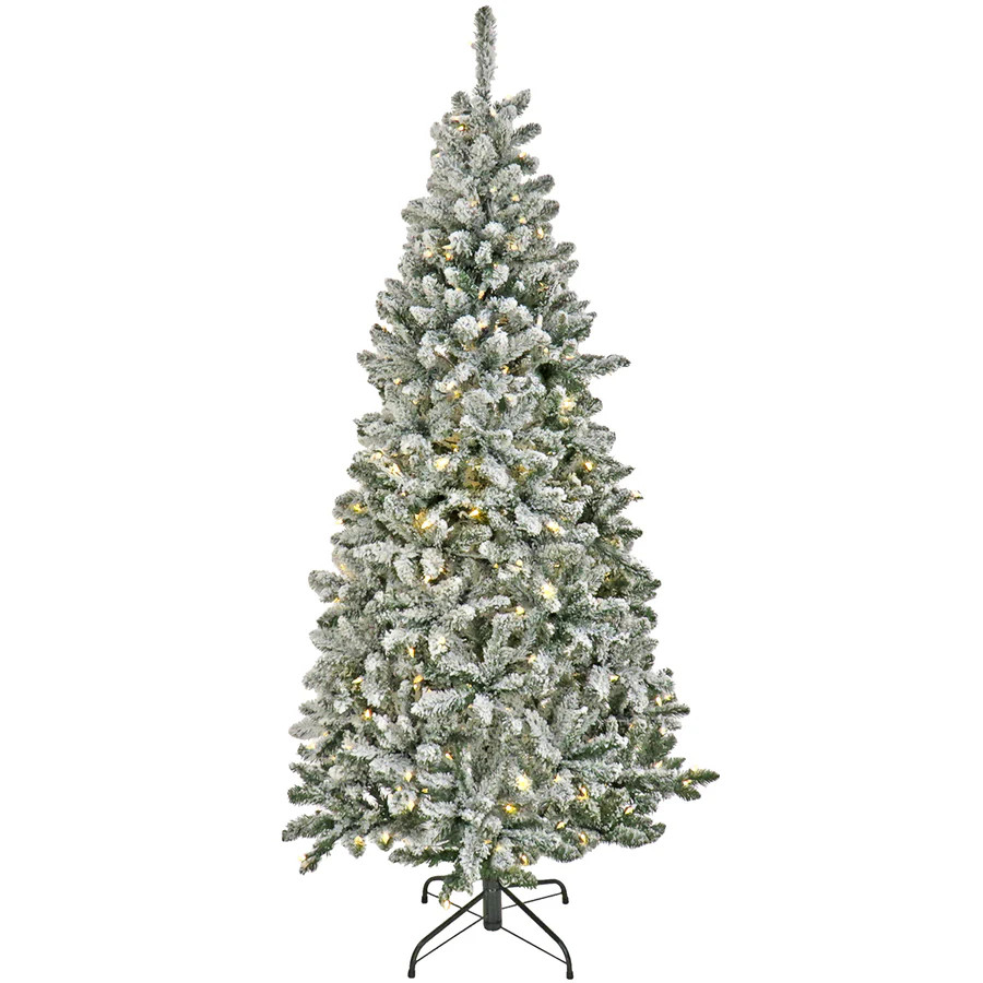 9 ft. Pre-Lit Snowy Chatham Slim Tree with PowerConnect Dual Colored LED Lights | National Tree Company
