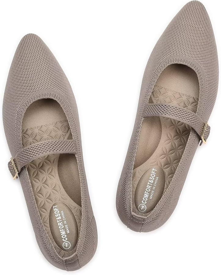 Frank Mully Women's Mesh Flats Mary Jane Shoes Pointed Toe Lightweight with Adjustable Instep Str... | Amazon (US)