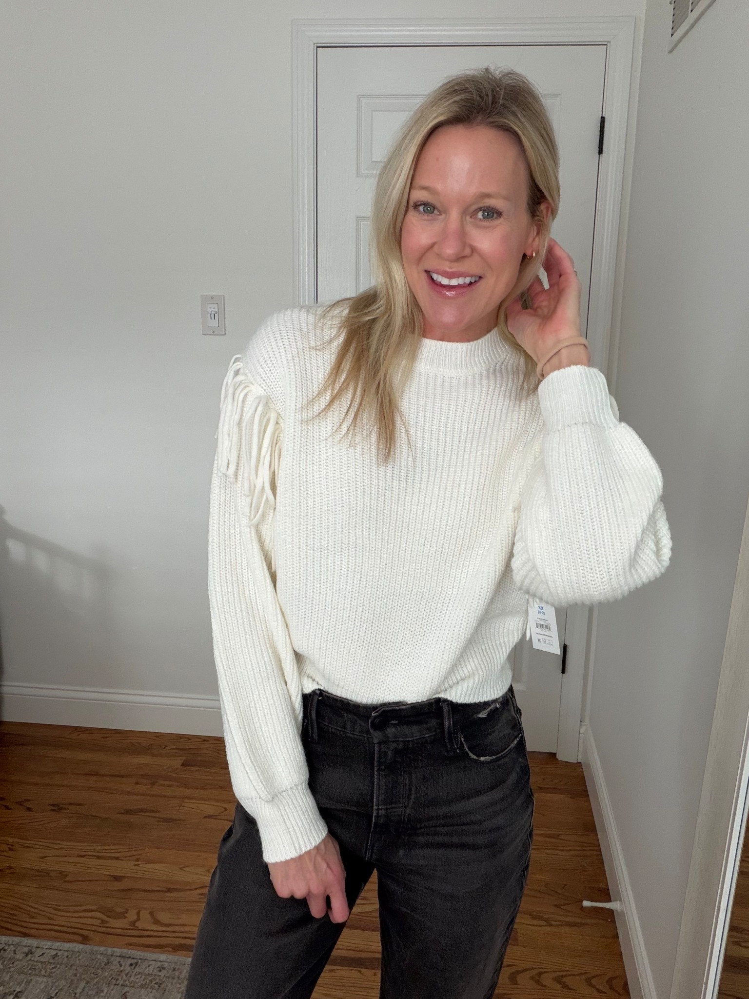Walmart fringe sweater- wearing xs 
#walmartfinds #walmartstyle #walmartfashion 

#LTKSeasonal #LTKHoliday