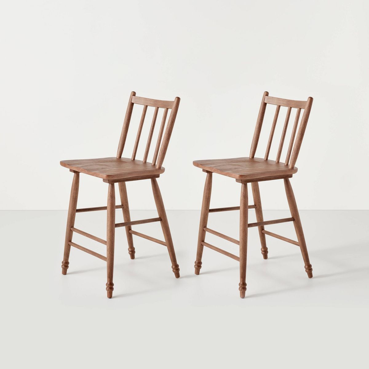 2pk Vintage Windsor Counter Stools - Aged Oak - Hearth & Hand™ with Magnolia | Target