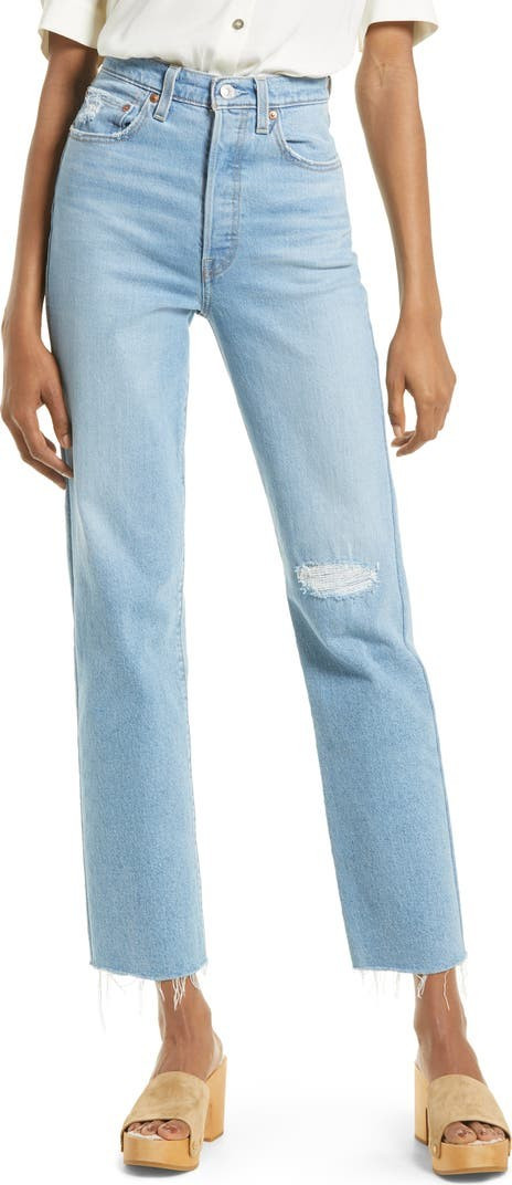 Levi’s® Ribcage Ripped High Waist Ankle Straight Leg Jeans | Nordstrom | Nordstrom