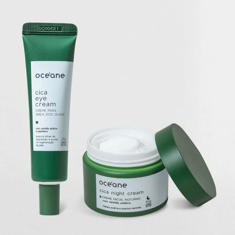 Kit Creme Hidratante Facial Noturno + Creme Para Área Dos Olhos Cica (2 Produtos) | Oceane (BR)