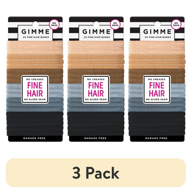 (3 pack) Gimme Ponytail Holder Hair Tie for Fine Hair, Neutral Colors, 20 Ct | Walmart (US)