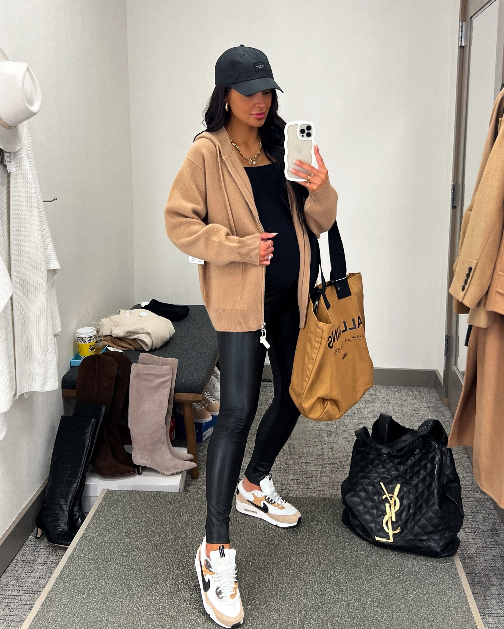 Nordstrom anniversary sale outfit / NSALE style picks
Nordstrom camel hoodie
Commando faux leather leggings 
AllSaints logo tote 
Nike air max sneakers 

#LTKShoeCrush #LTKActive #LTKxNSale