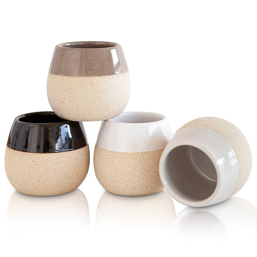 Ceramic Espresso Cups Set of 4, 4.5oz capacity - Small Modern Coffee Cups - Dishwasher Safe Corta... | Amazon (US)