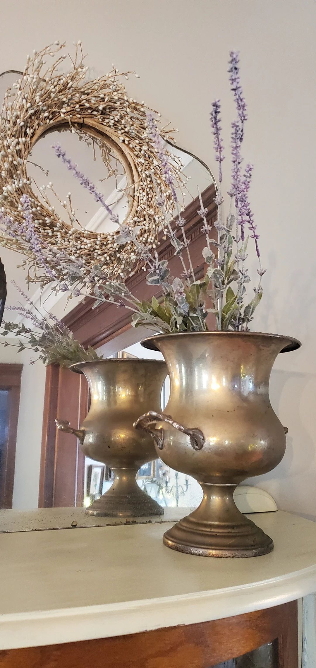 Vintage Brass Pedestal Urn Vase Champagne Bucket | Etsy (US)
